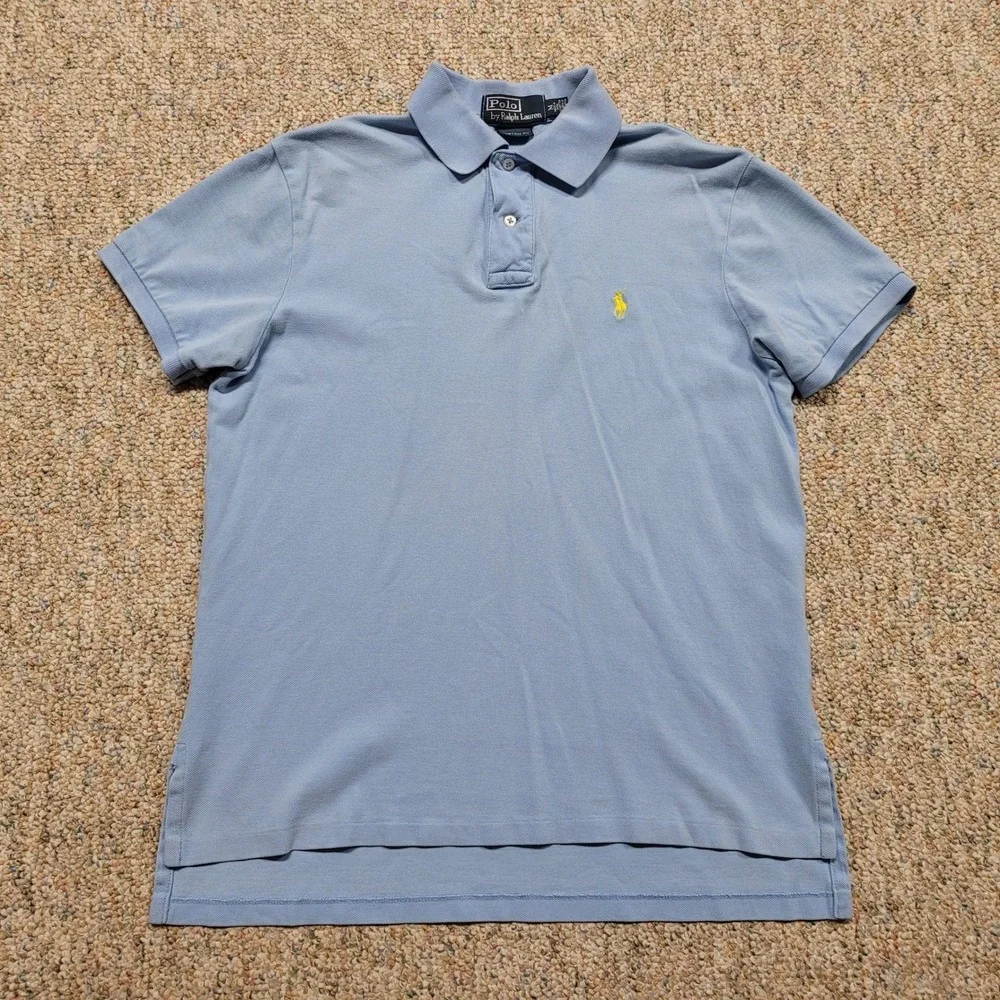Polo Ralph Lauren Shirt Mens Medium Blue Custom Fit Short Sleeve Pony